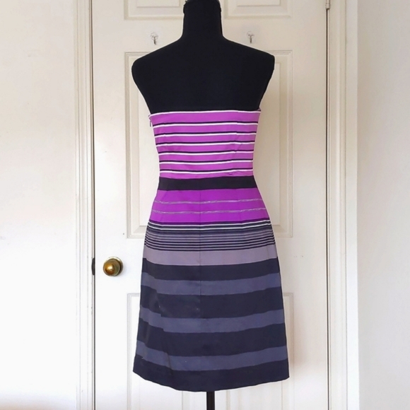 NWOT. The Limited Cotton Spandex Lined Strapless Dress with Multi Color Stripes. - Picture 2 of 7